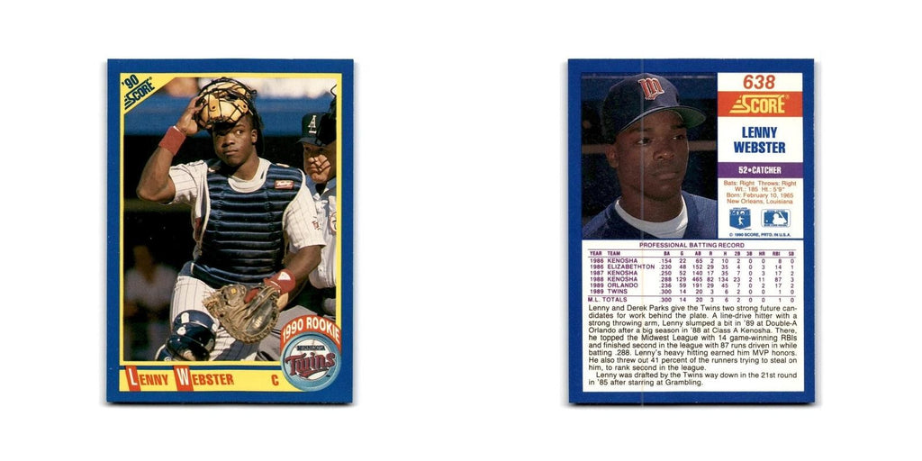 1990 Score Lenny Webster RC Twins #638