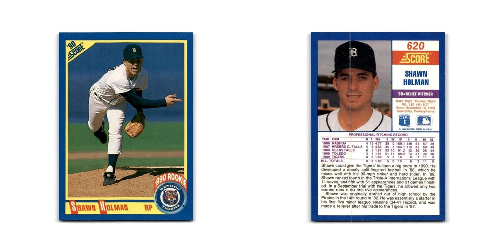 1990 Score Shawn Holman RC Tigers #620