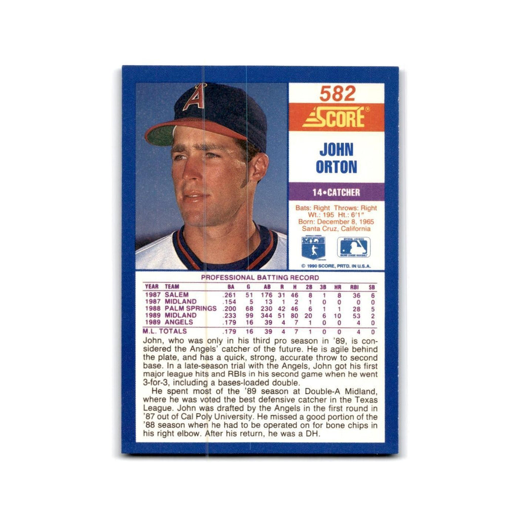 1990 Score John Orton RC Angels #582