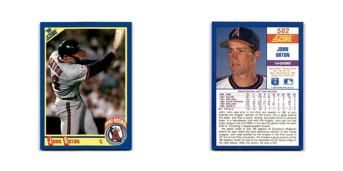 1990 Score John Orton RC Angels #582