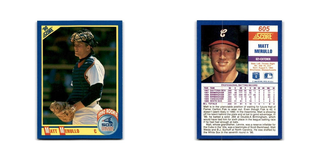 1990 Score Matt Merullo RC White Sox #605