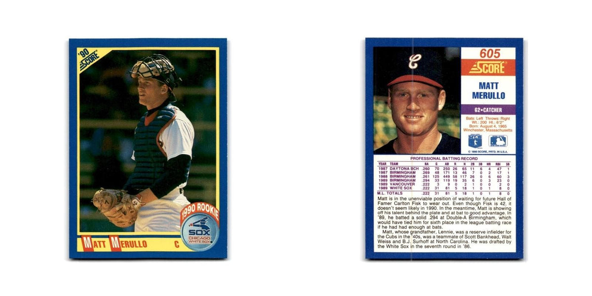 1990 Score Matt Merullo RC White Sox #605