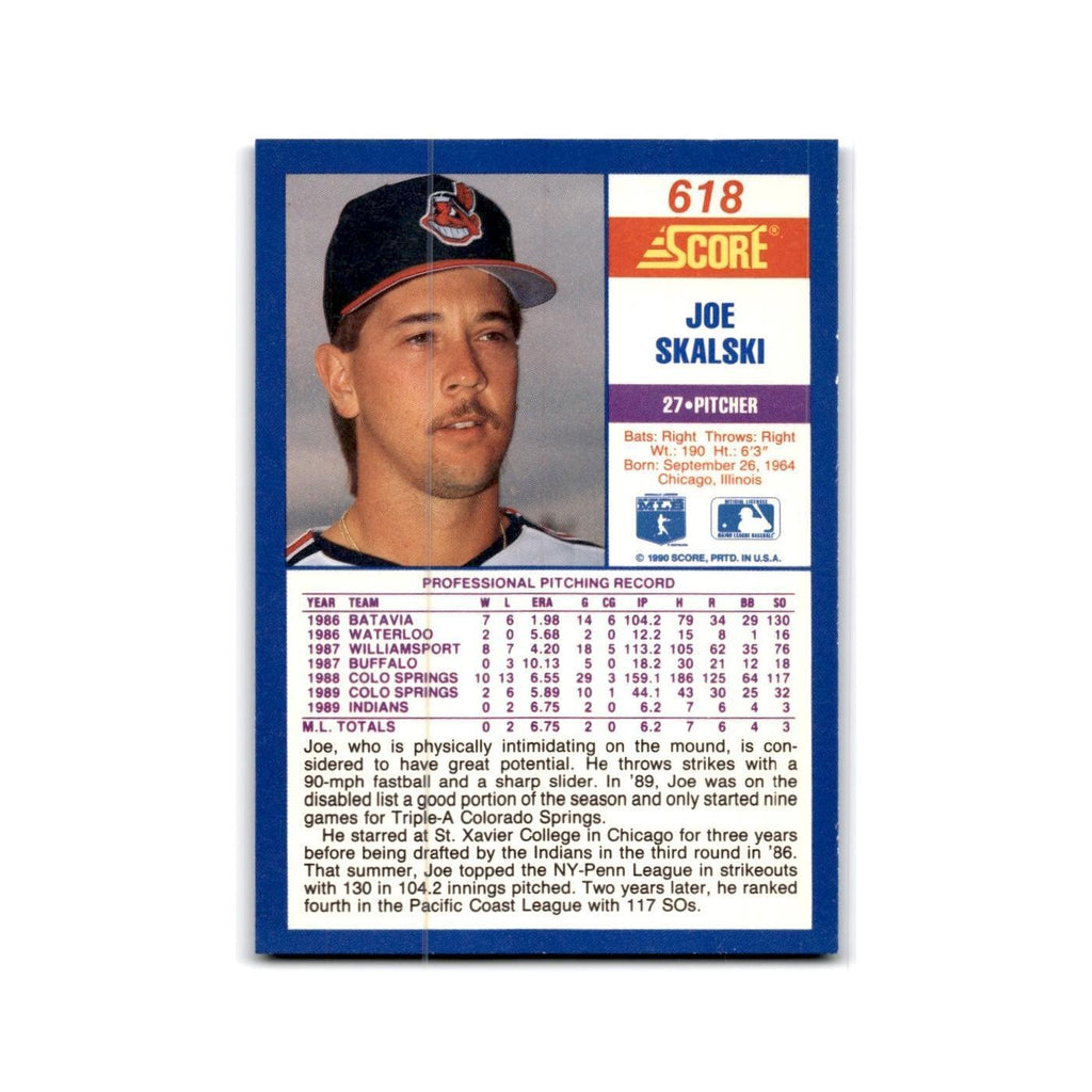 1990 Score Joe Skalski Indians #618