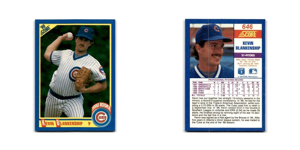 1990 Score Kevin Blankenship Cubs #646