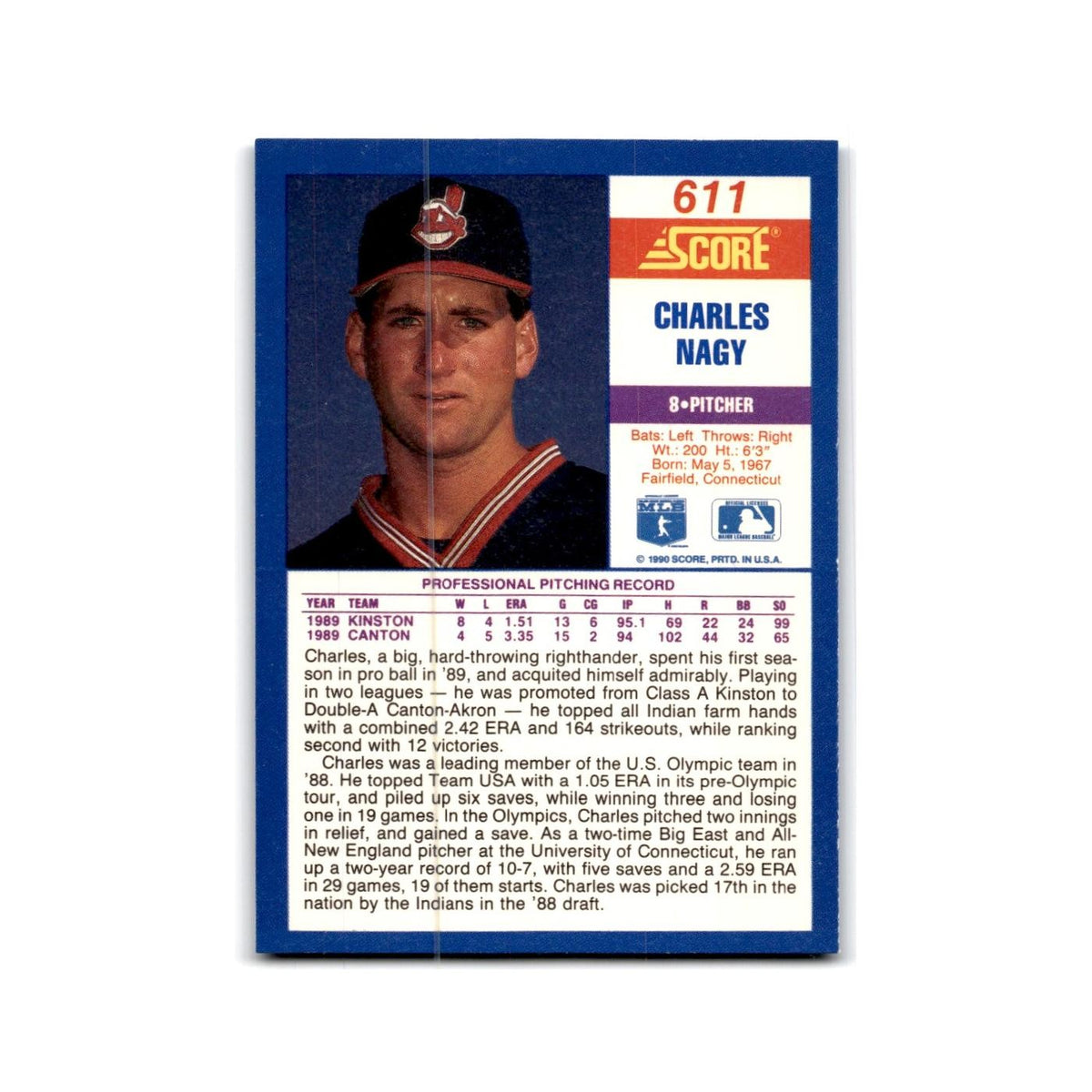 1990 Score Charles Nagy Indians #611