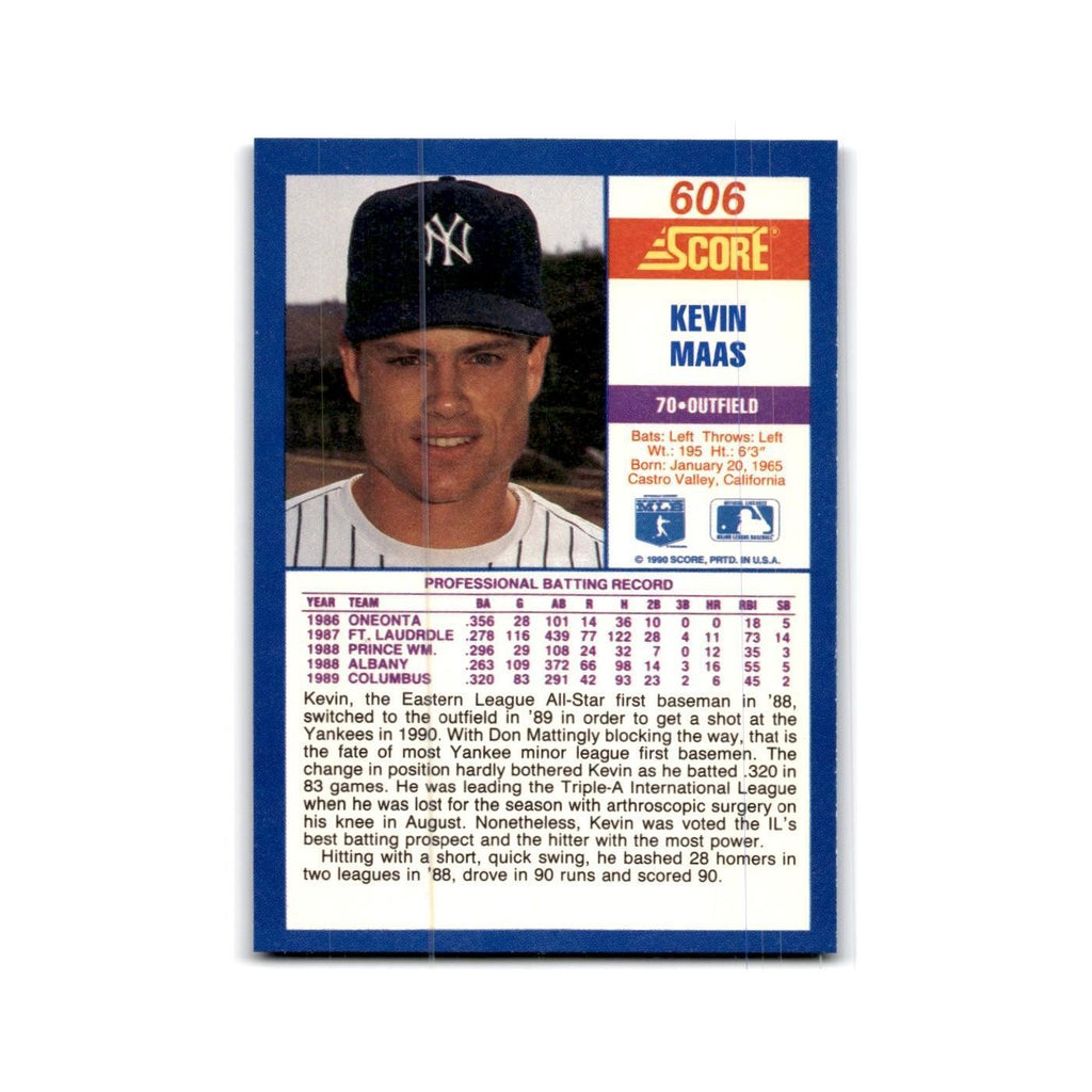 1990 Score Kevin Maas RC Yankees #606