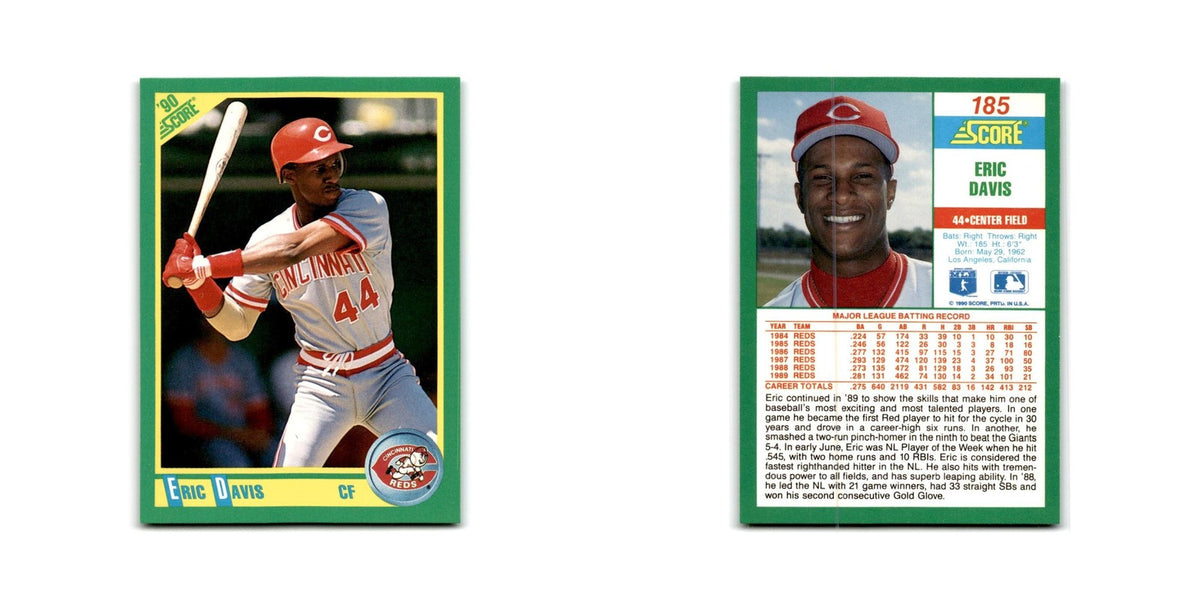 1990 Score Eric Davis Reds #185