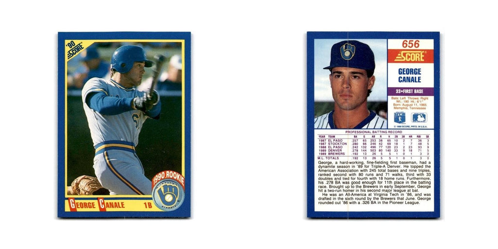 1990 Score George Canale RC Brewers #656