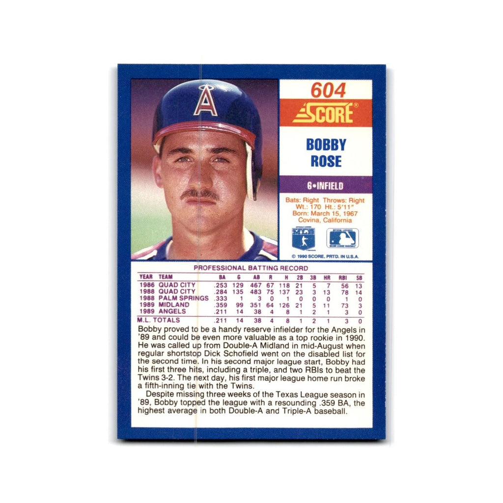 1990 Score Bobby Rose Angels #604