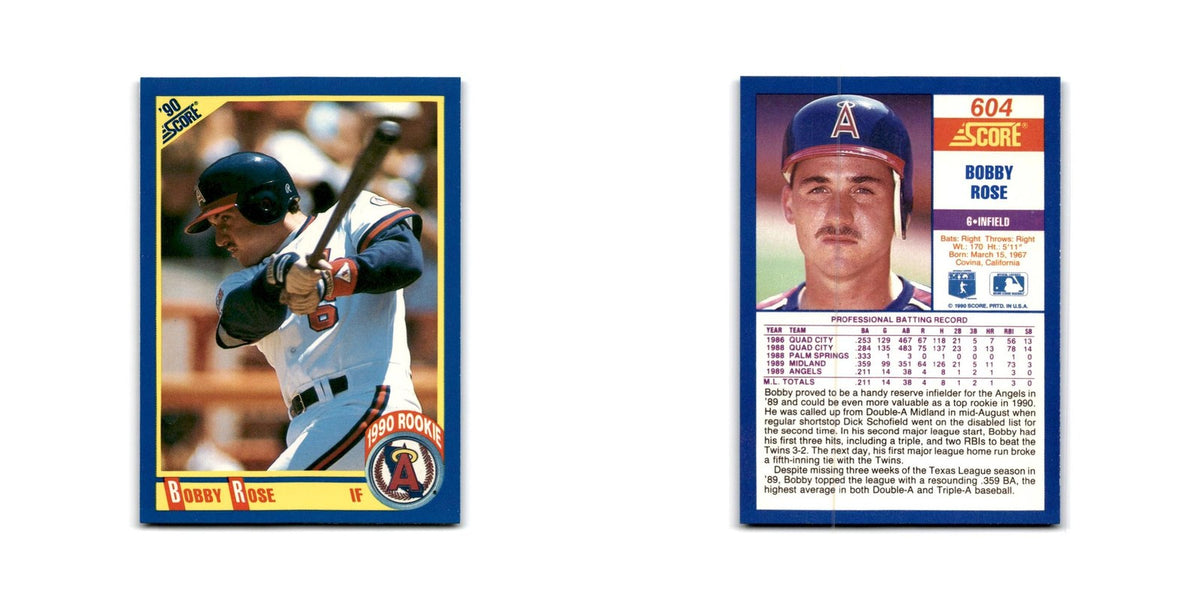 1990 Score Bobby Rose Angels #604