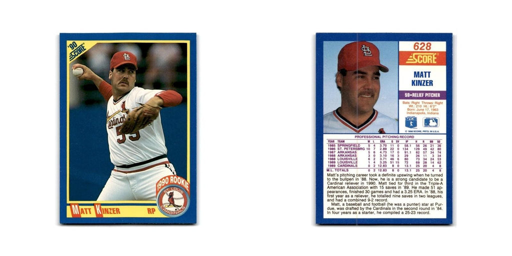 1990 Score Matt Kinzer RC Cardinals #628