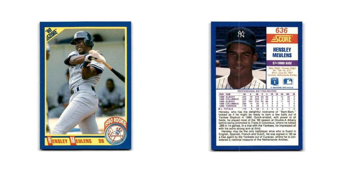 1990 Score Hensley Meulens Yankees #636
