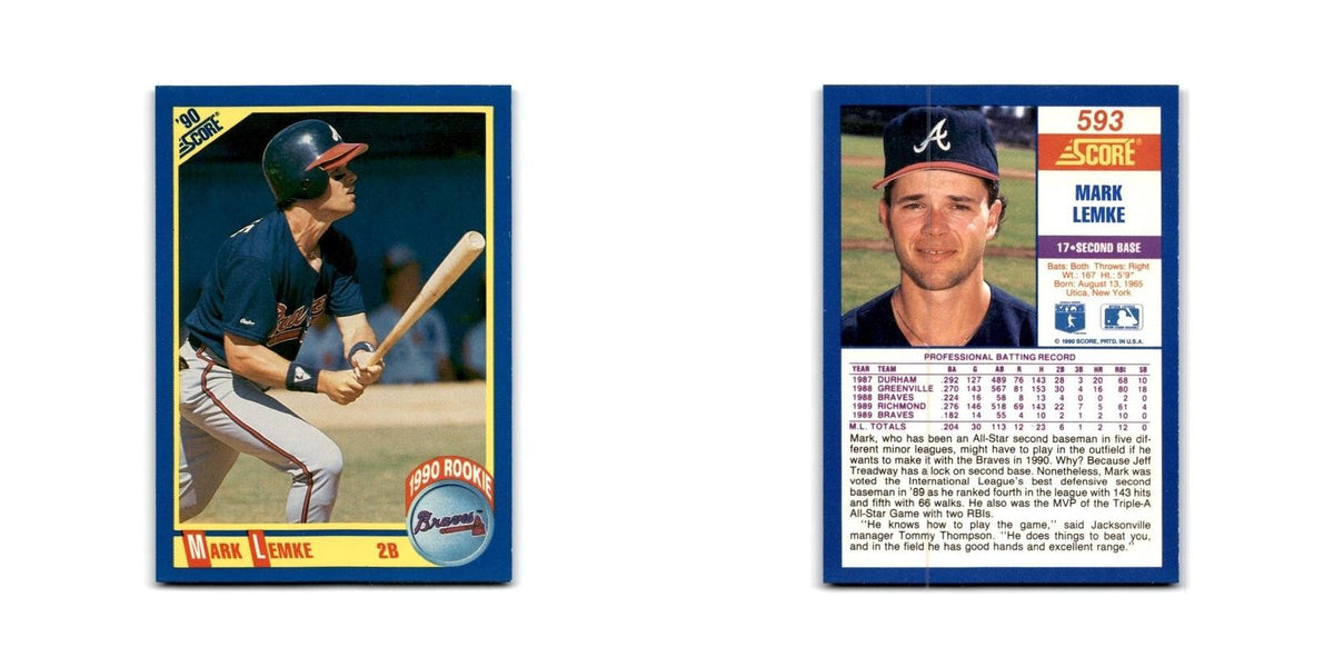 1990 Score Mark Lemke Braves #593
