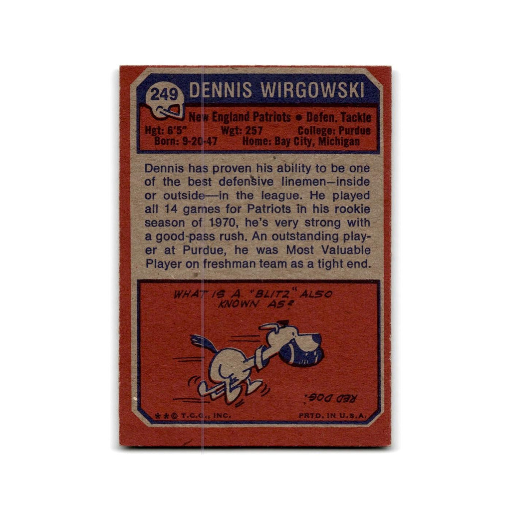 1973 Topps Dennis Wirgowski Patriots #249
