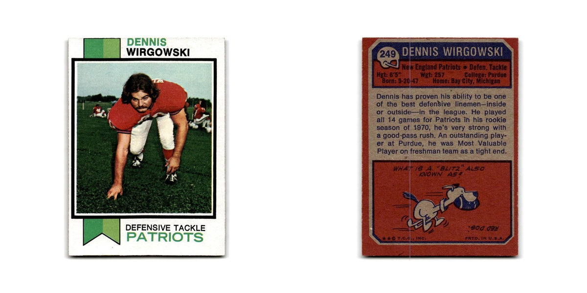 1973 Topps Dennis Wirgowski Patriots #249