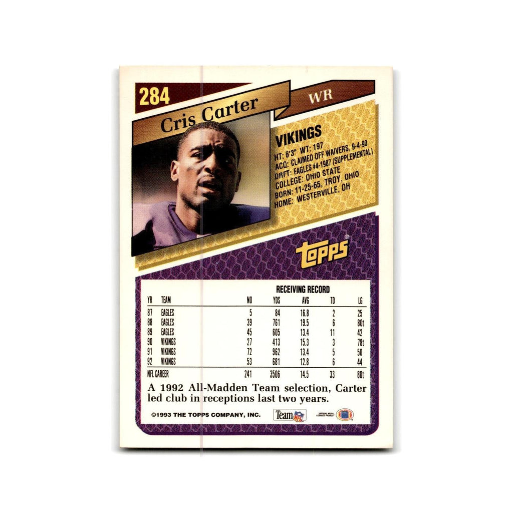 1993 Topps Cris Carter Vikings #284