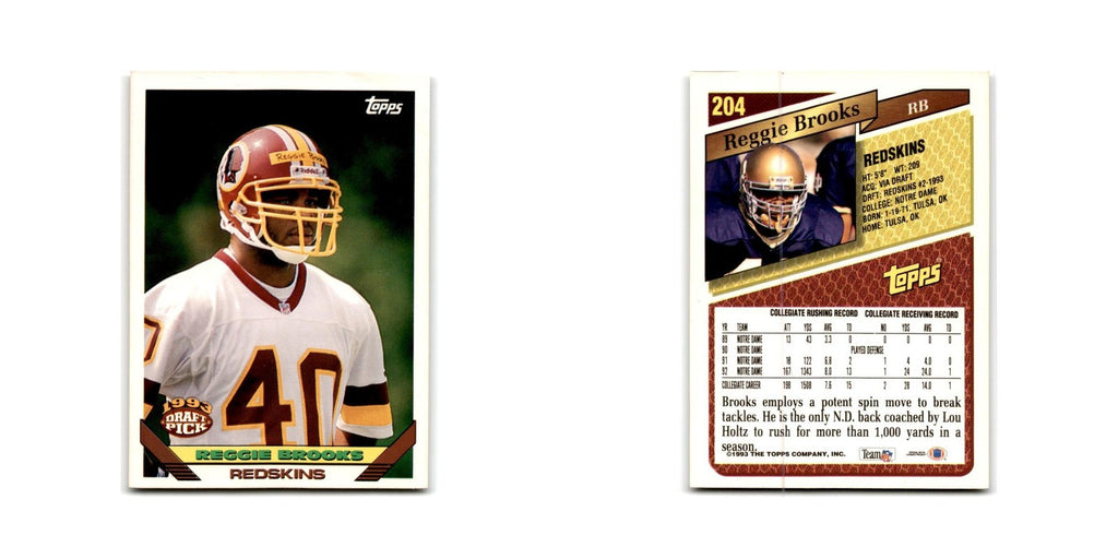 1993 Topps Reggie Brooks RC Redskins #204