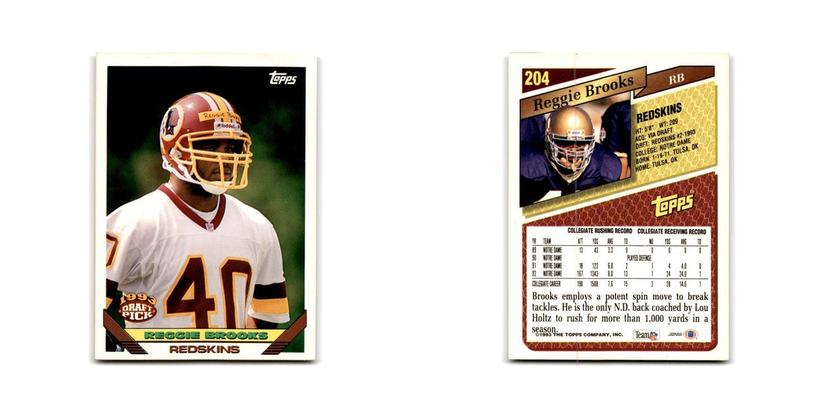 1993 Topps Reggie Brooks RC Redskins #204