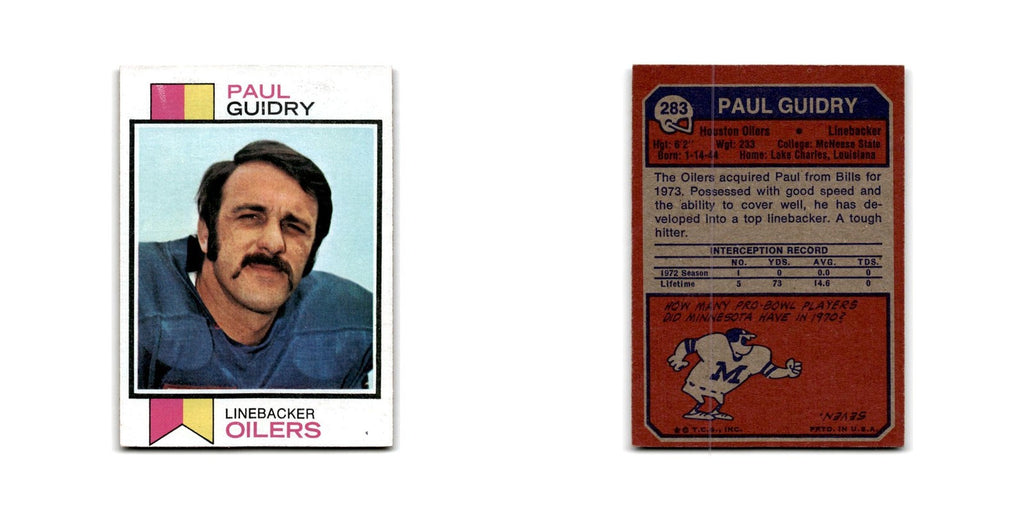 1973 Topps Paul Guidry Houston Oilers #283