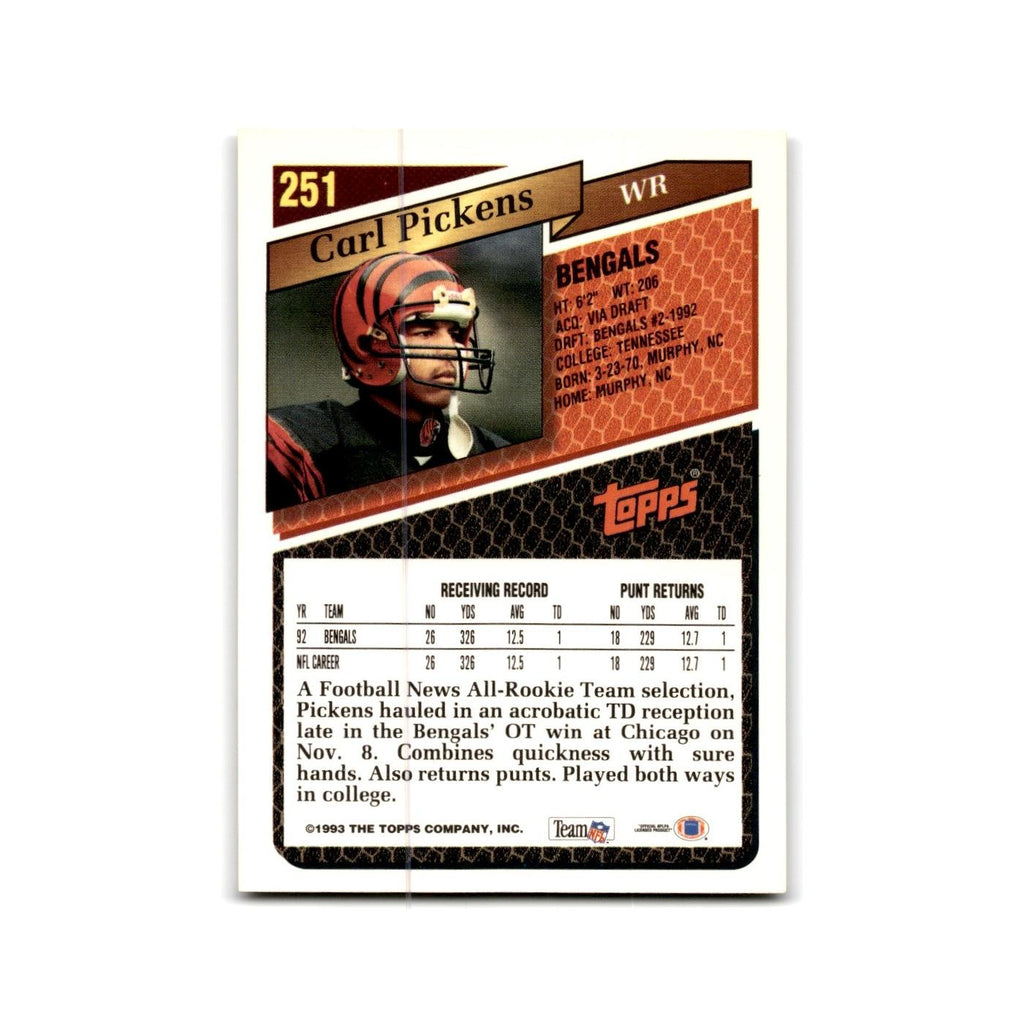 1993 Topps Carl Pickens Bengals #251