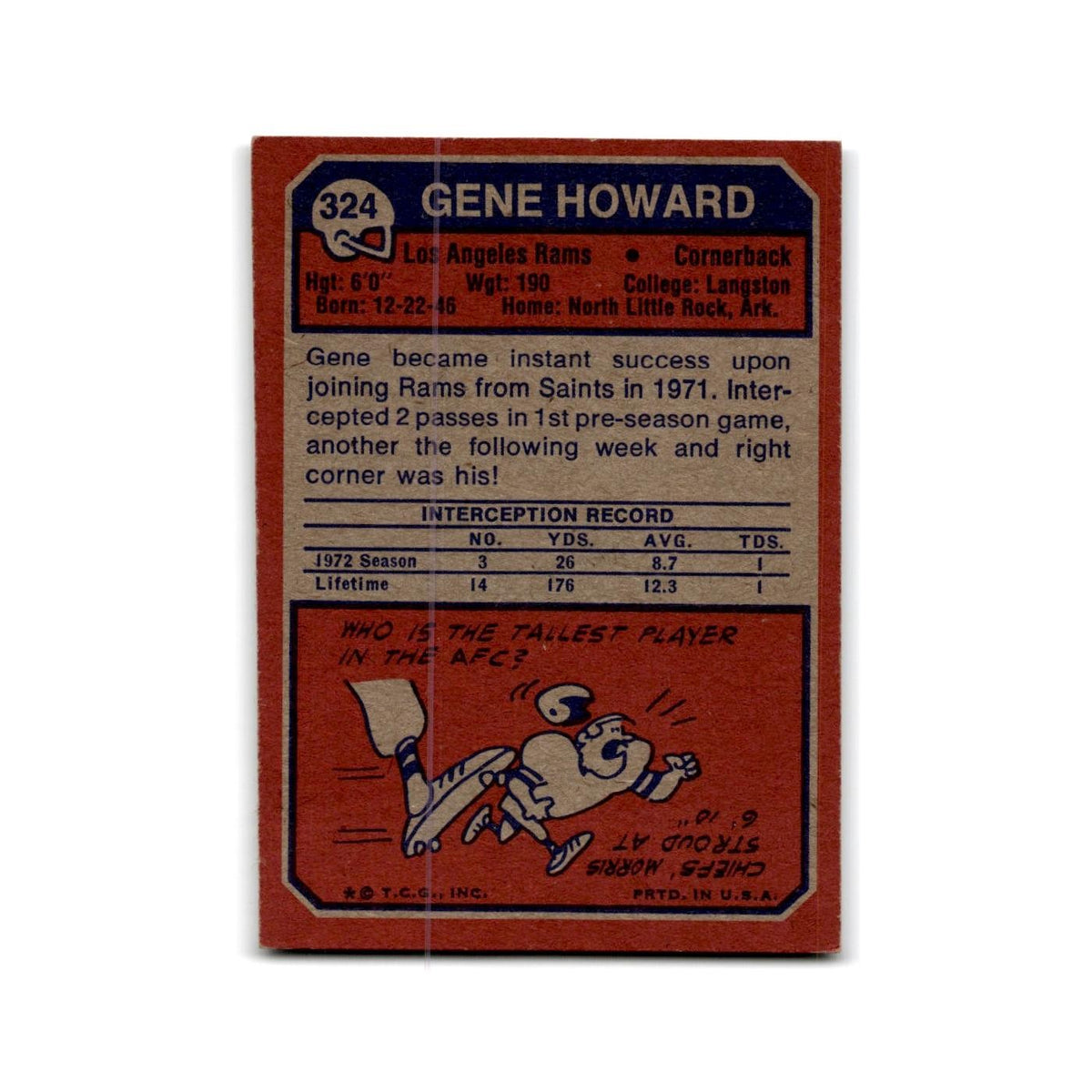 1973 Topps Gene Howard Rams #324