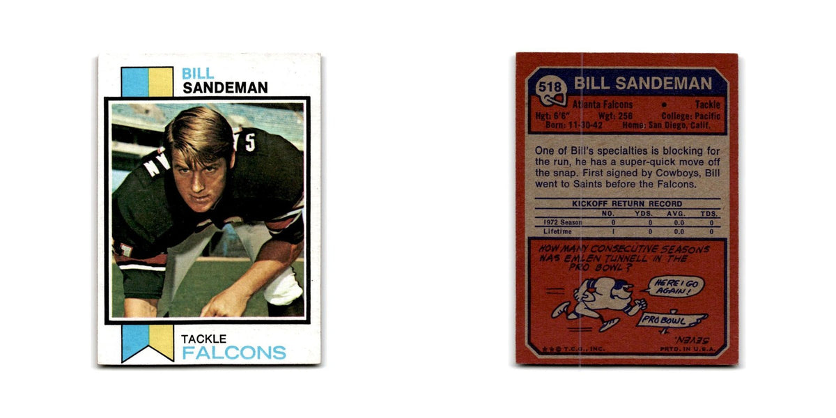1973 Topps Bill Sandeman RC Falcons #518