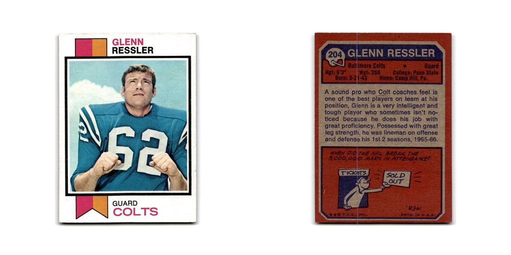 1973 Topps Glenn Ressler RC Baltimore Colts #204