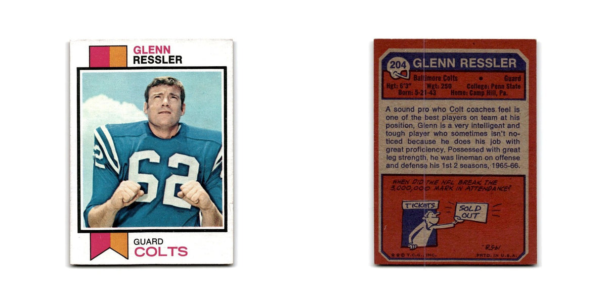 1973 Topps Glenn Ressler RC Baltimore Colts #204