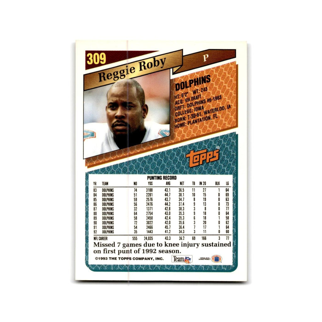 1993 Topps Reggie Roby Dolphins #309