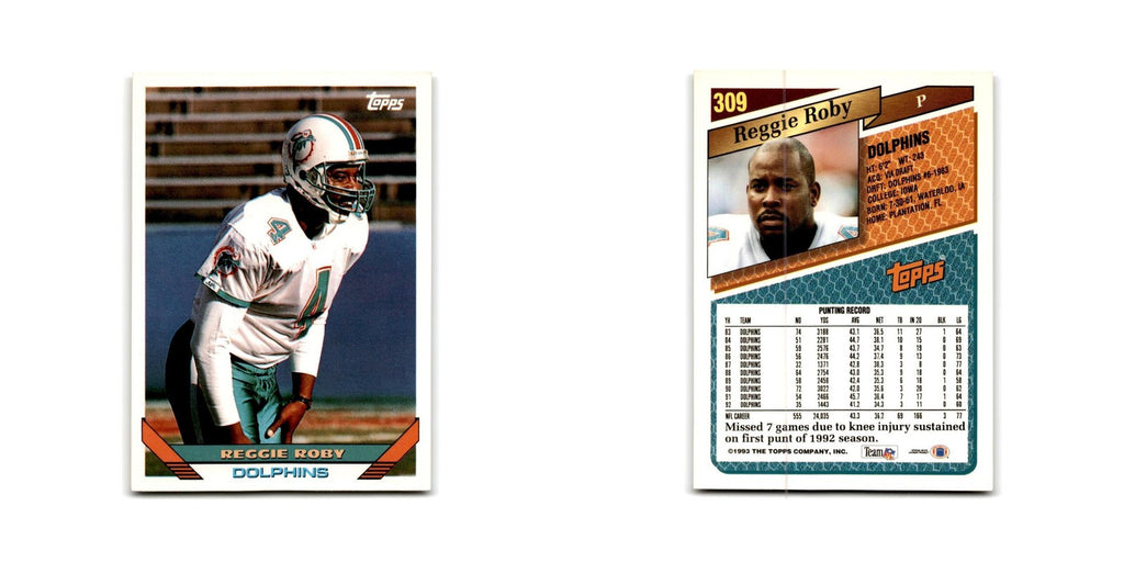 1993 Topps Reggie Roby Dolphins #309