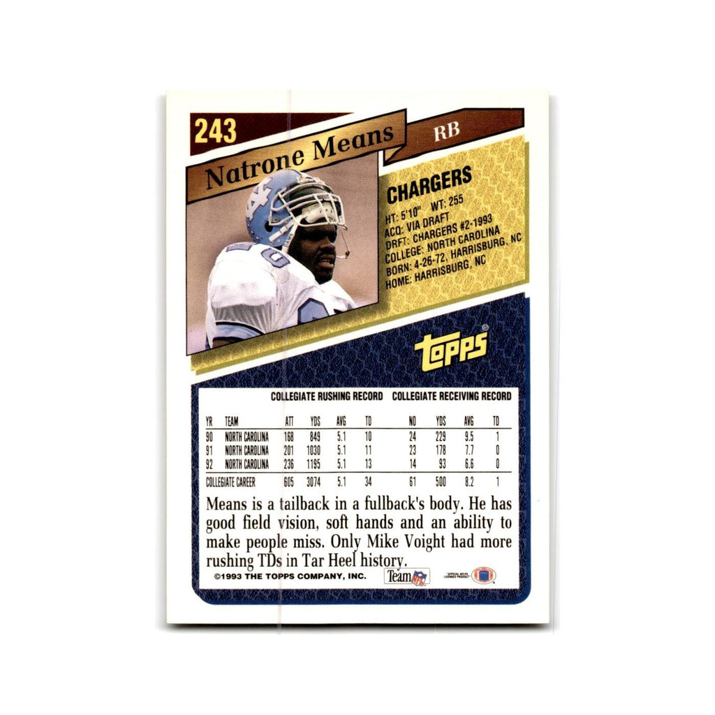 1993 Topps Natrone Means RC San Diego Chargers #243
