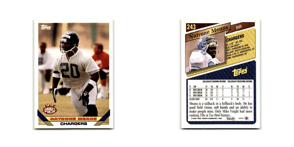 1993 Topps Natrone Means RC San Diego Chargers #243