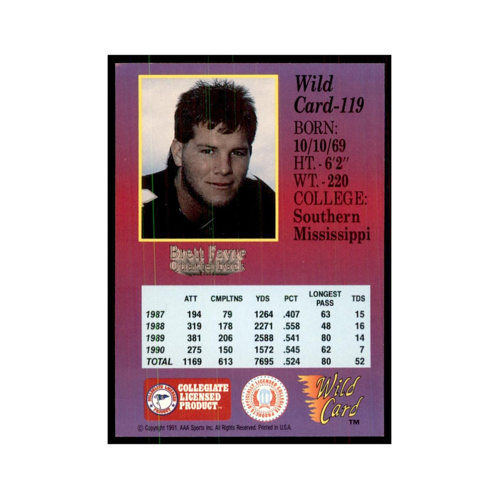 1991 Wild Card Brett Favre Football Cards #119