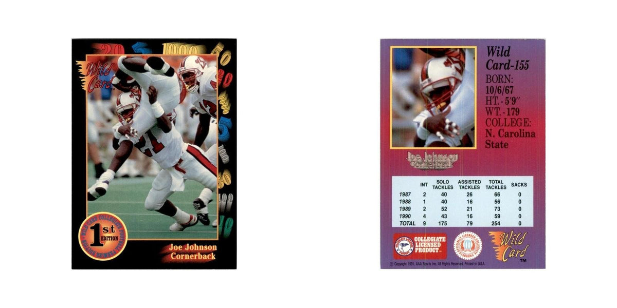 1991 Wild Card Joe Johnson Football Cards #155