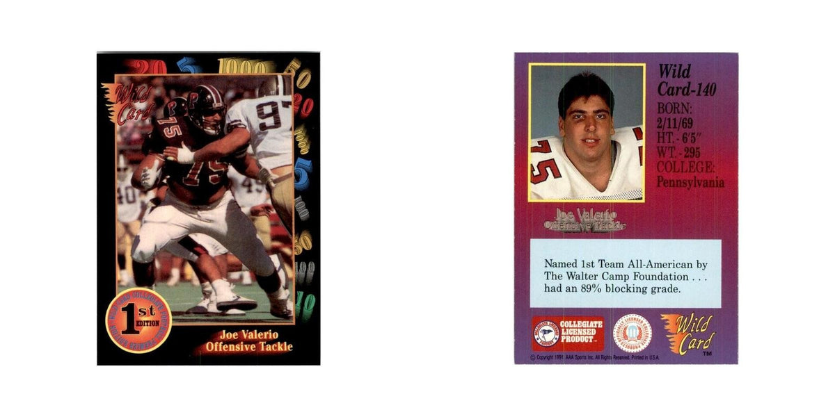 1991 Wild Card Joe Valerio Football Cards #140