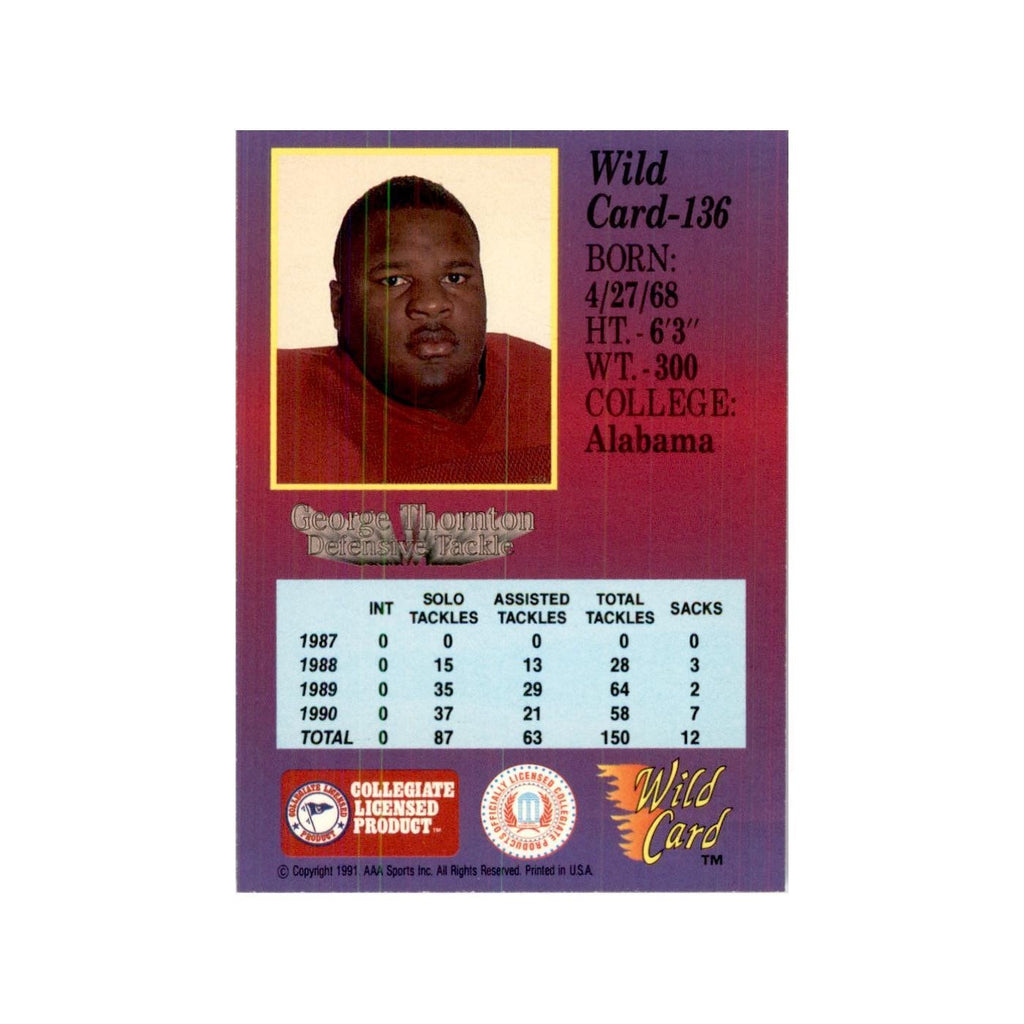 1991 Wild Card George Thornton Football Cards #136
