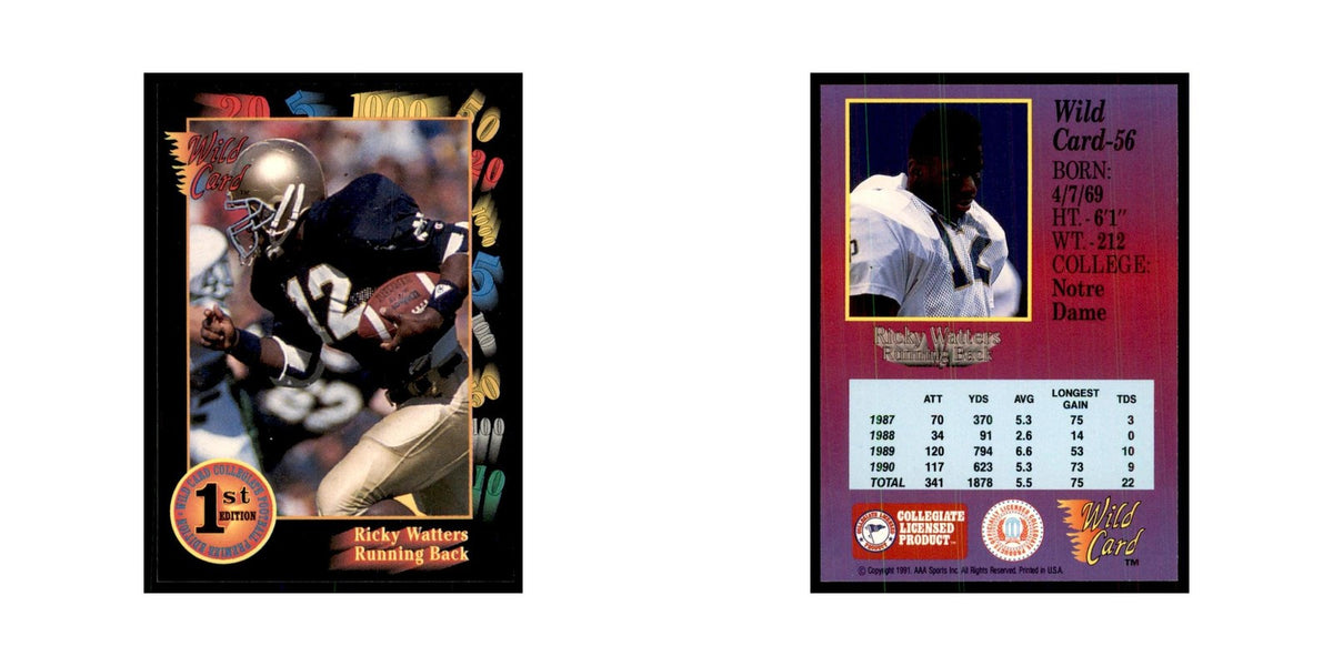 1991 Wild Card Ricky Watters Football Cards #56