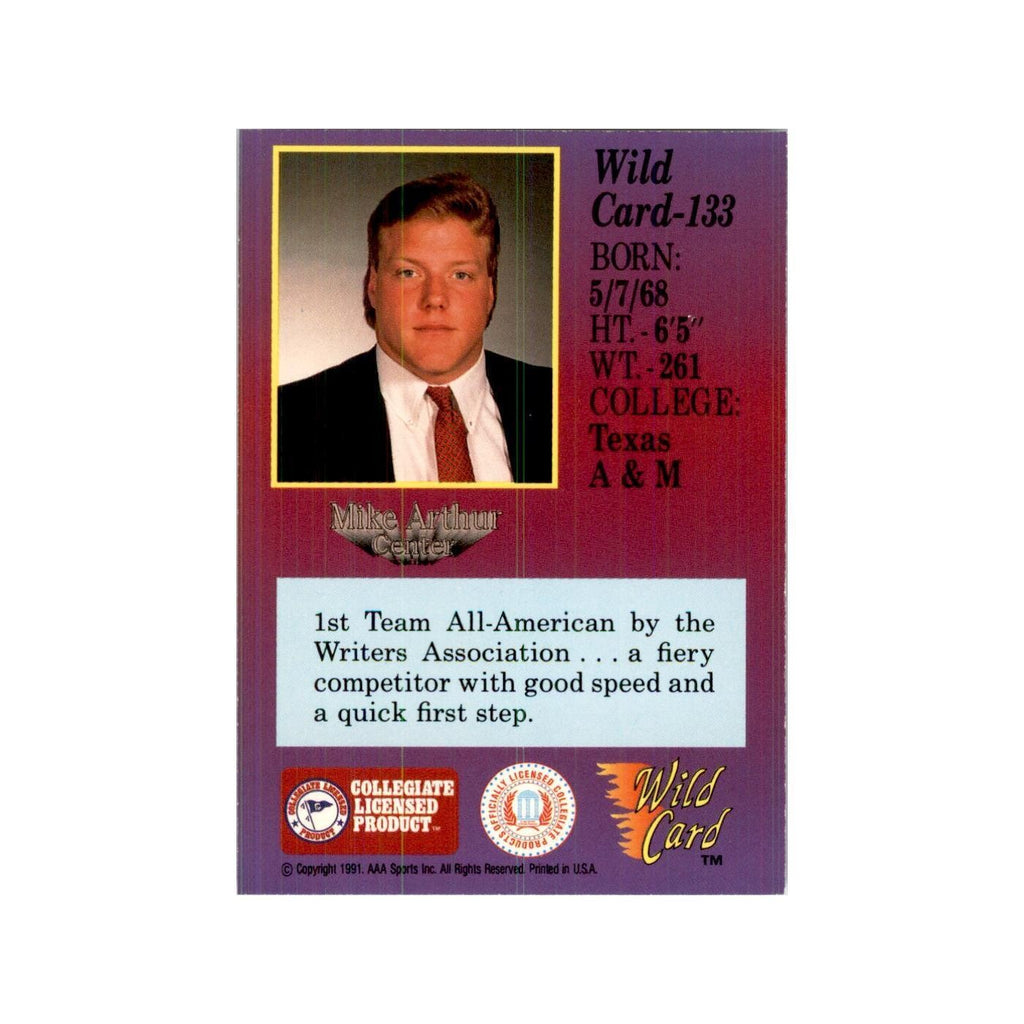 1991 Wild Card Mike Arthur Football Cards #133
