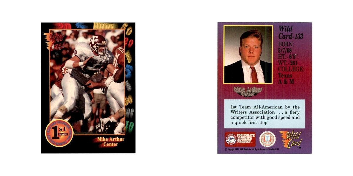 1991 Wild Card Mike Arthur Football Cards #133