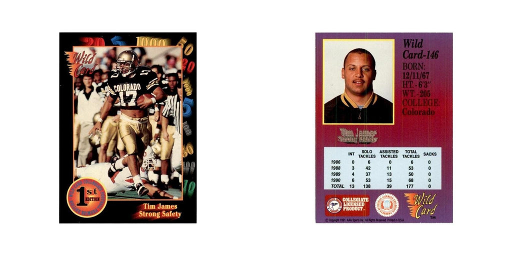 1991 Wild Card Tim James Football Cards #146