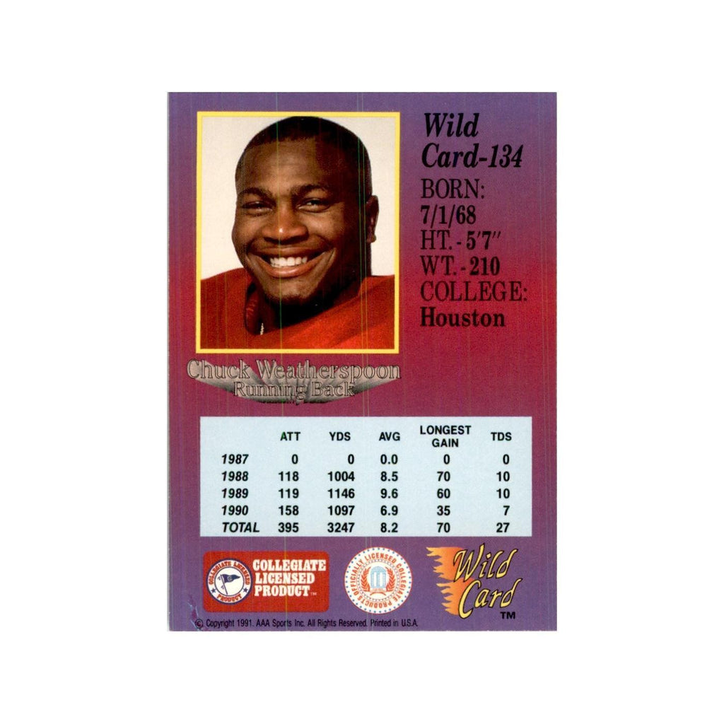 1991 Wild Card Chuck Weatherspoon Football Cards #134