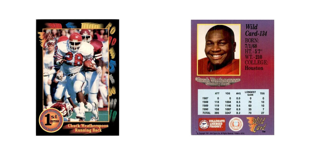 1991 Wild Card Chuck Weatherspoon Football Cards #134