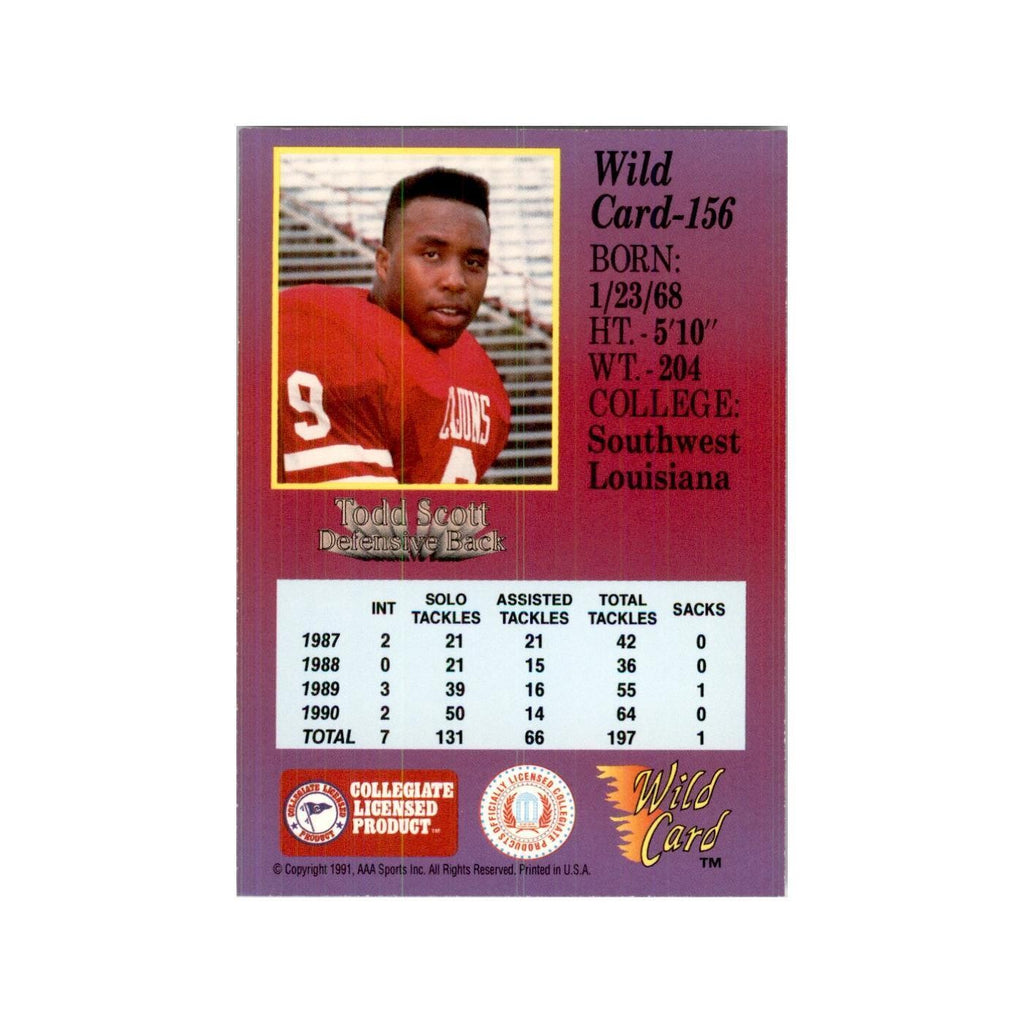 1991 Wild Card Todd Scott Football Cards #156