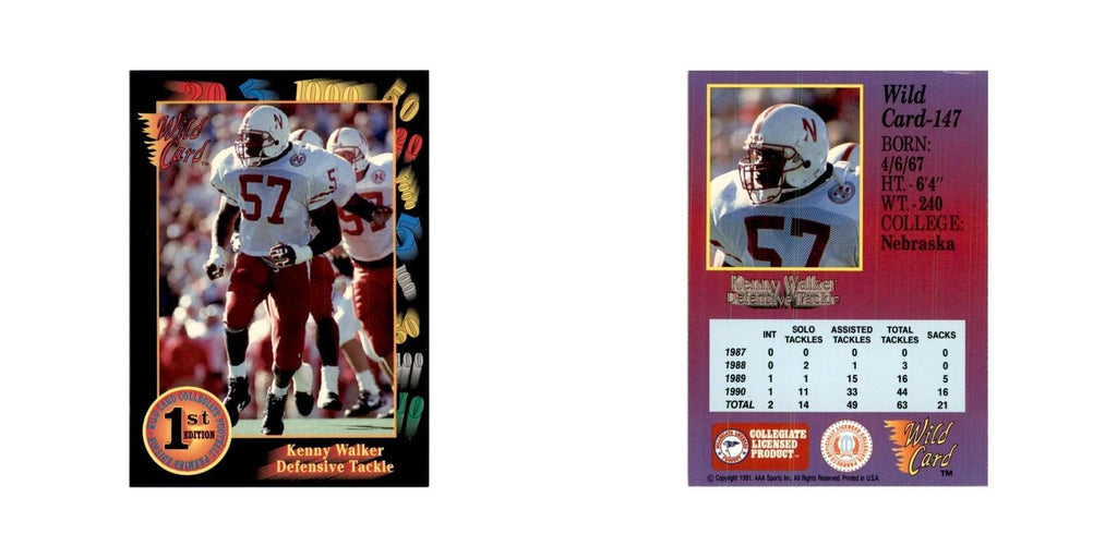 1991 Wild Card Kenny Walker Football Cards #147
