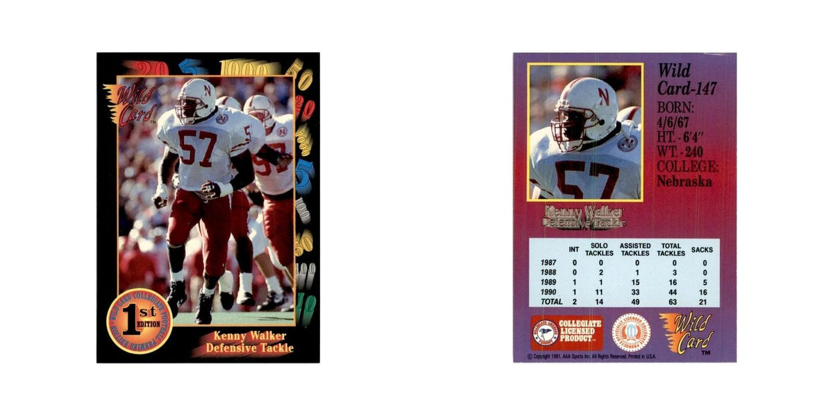 1991 Wild Card Kenny Walker Football Cards #147