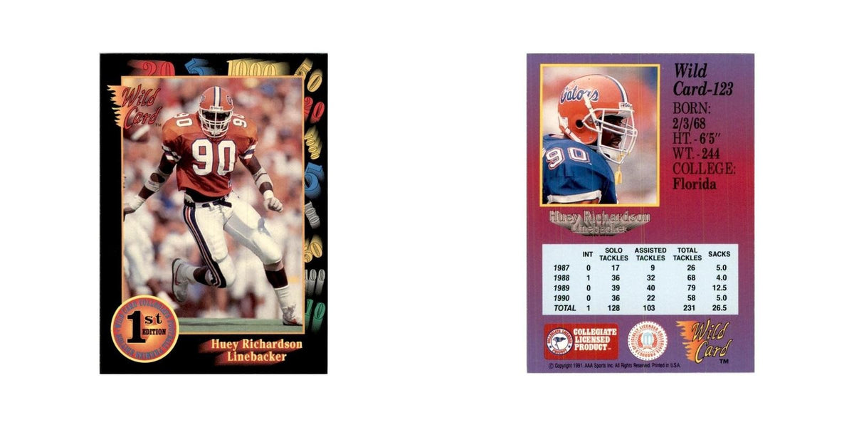 1991 Wild Card Huey Richardson Football Cards #123