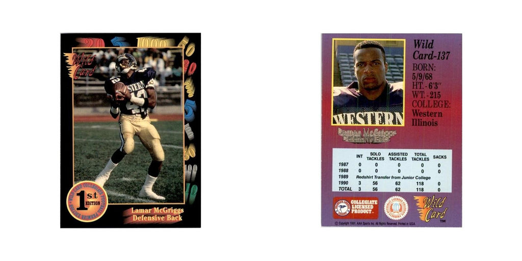 1991 Wild Card Lamar McGriggs Football Cards #137