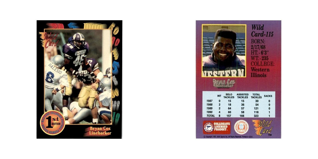 1991 Wild Card Bryan Cox Football Cards #115