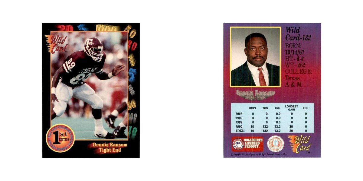1991 Wild Card Dennis Ransom Football Cards #132