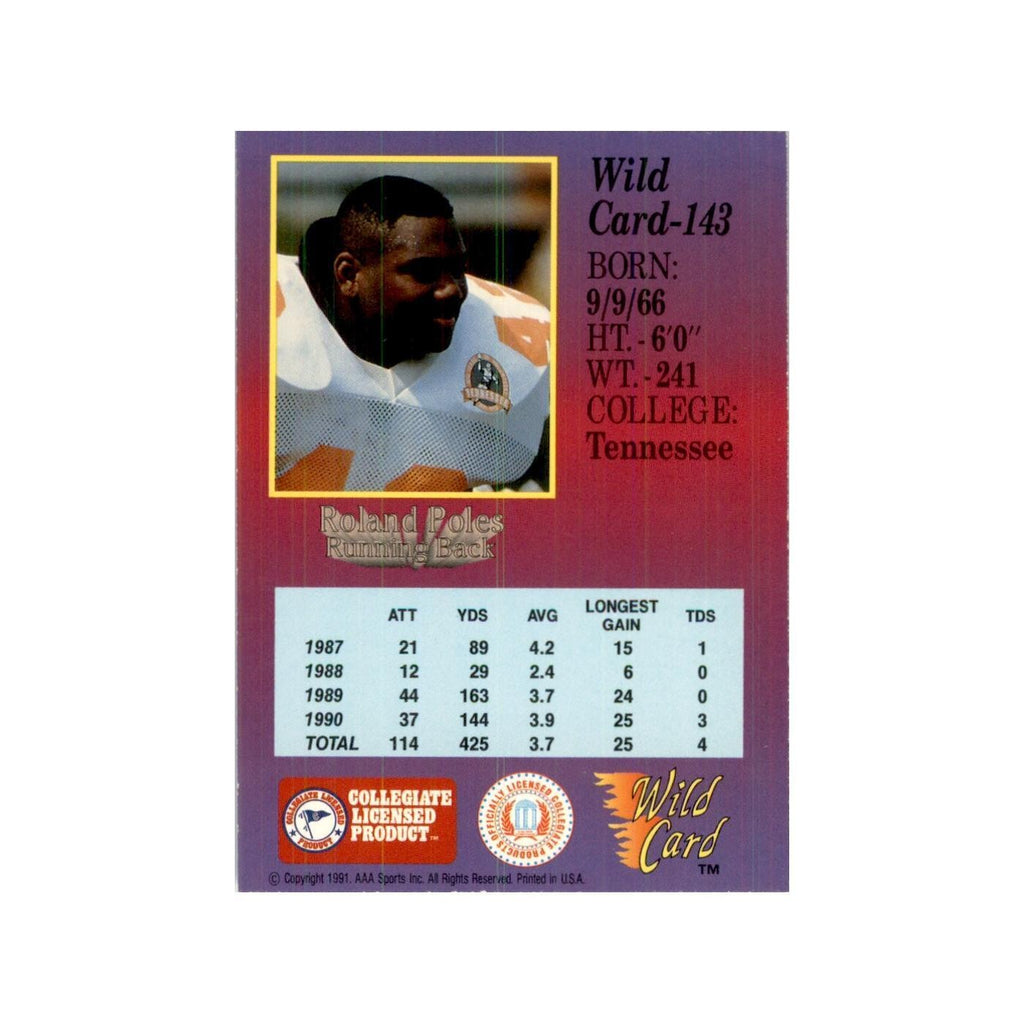 1991 Wild Card Roland Poles Football Cards #143